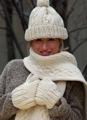 Cable Hat, Scarf and Mittens Cable Hat, Scarf and Mittens