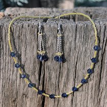 Navy and Leather Choker Navy and Leather Choker