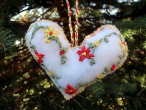 Felt Embroidery Heart Ornament