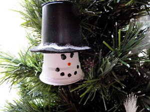 Upcycled Plastic Cup Snowman Ornament | AllFreeChristmasCrafts.com