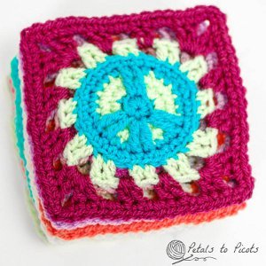 Retro Peace Sign Square AllFreeCrochet.com
