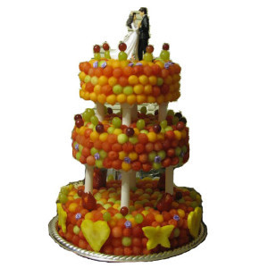 Unexpected Fruit Dessert Wedding Cake | AllFreeDIYWeddings.com