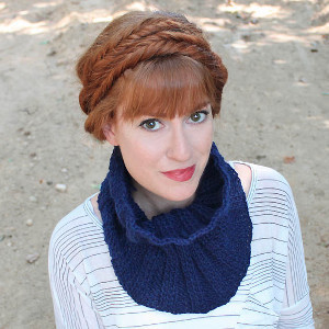 True Blue Ribbed Cowl