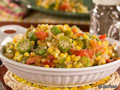 Corn Okra and Tomatoes MrFood com