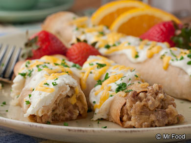 Sausage Filled Crepes | Mrfood.com