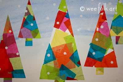 Tissue Paper Winter Trees Art Project Tissue Paper Winter Trees Art Project