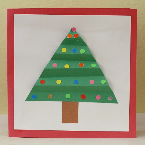 Diy kids christmas card. this would be fun for scrapbooks as well. Homemade Christmas Card for Kids | AllFreeKidsCrafts.com