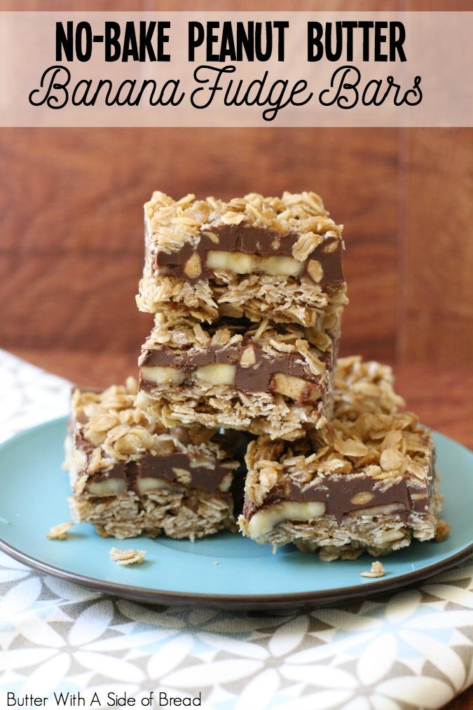 No-Bake Peanut Butter Banana Fudge Bars | RecipeLion.com