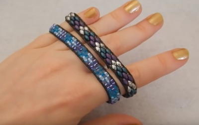 bracelet bead beads wrap hole twin patterns bracelets beading stitch allfreejewelrymaking peyote seed beaded beginner tutorials crossweave demigod crown ring