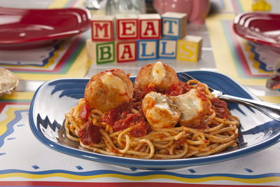 Cheese-Stuffed Meatballs and Spaghetti