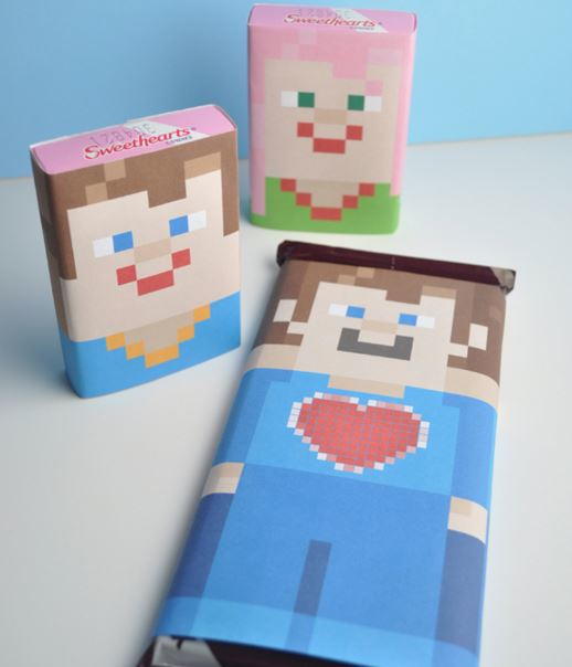 BE MINEcraft Valentine Candy Wrapper Printable AllFreePaperCrafts Com
