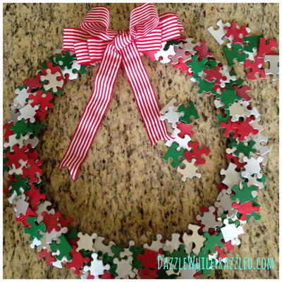 Puzzle Piece DIY Wreath Puzzle Piece DIY Wreath