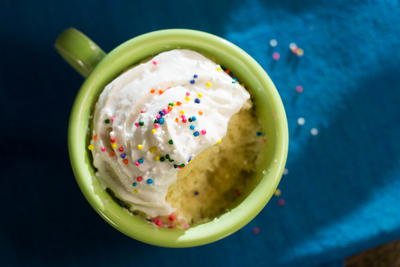 Vanilla Cake Batter Mug Cake | TheBestDessertRecipes.com