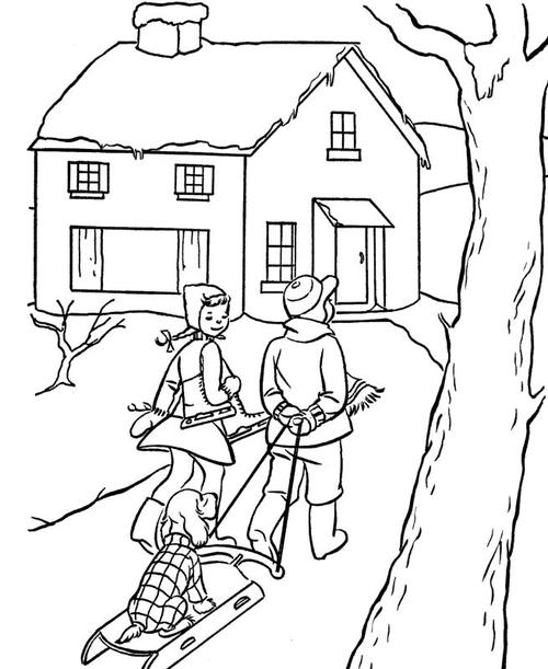 christmas scenery coloring pages