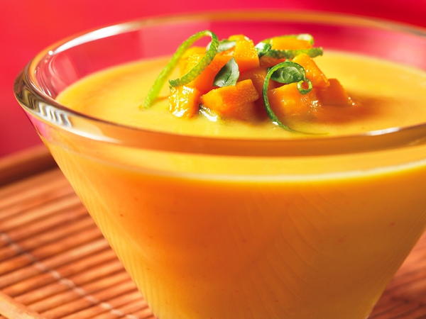 Cold Thai-Style Mango Coconut Soup with Mango Relish Cold Thai-Style Mango Coconut Soup with Mango Relish
