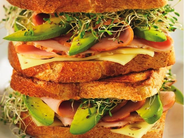 Ham, Turkey, Avocado, and Alfalfa Sprout Panini Ham, Turkey, Avocado, and Alfalfa Sprout Panini