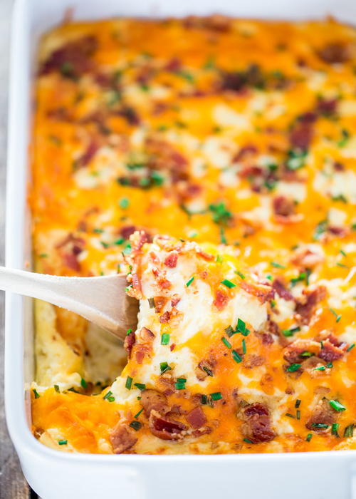 Cheesy Bacon Mashed Potato Casserole | AllFreeCasseroleRecipes.com