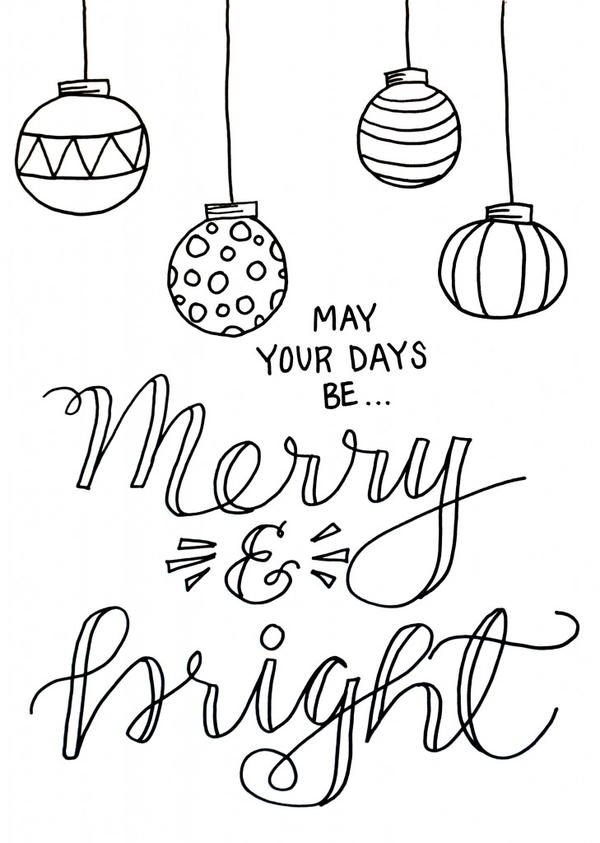 Merry and Bright Christmas Coloring Page Merry and Bright Christmas Coloring Page