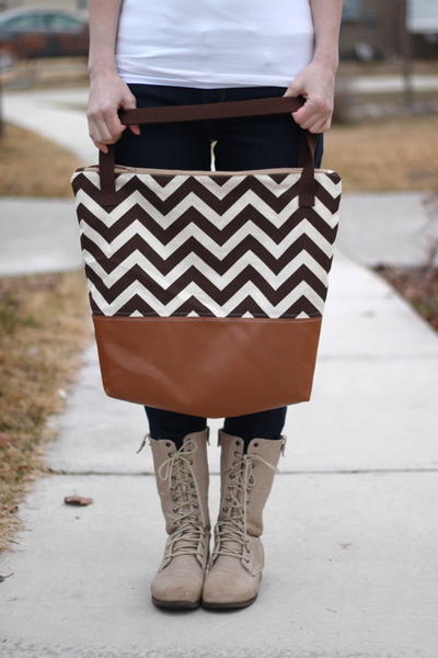 Leather Bottom Tote Bag Leather Bottom Tote Bag