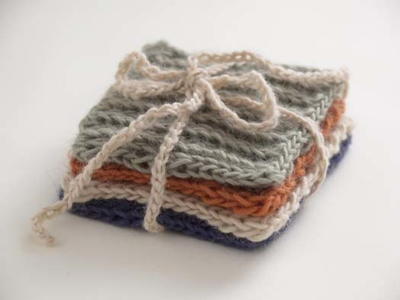 Set of Four Knitted Coasters Set of Four Knitted Coasters
