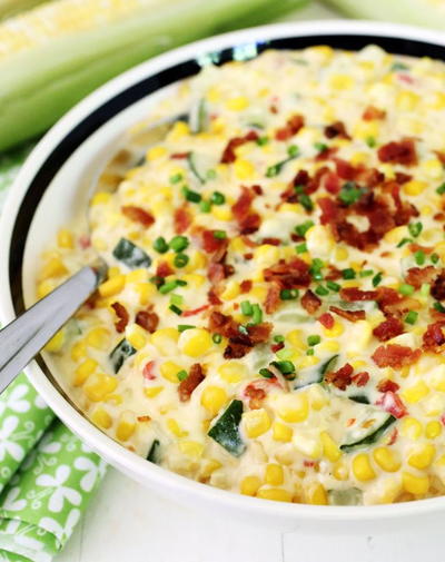 Creamed Corn and Zucchini with Bacon and Cream Cheese Creamed Corn and Zucchini with Bacon and Cream Cheese