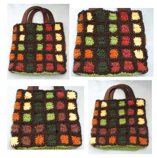 designer purse with squares on it