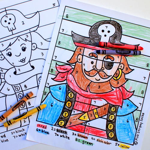 Pirate Color By Number Printables | AllFreePaperCrafts.com