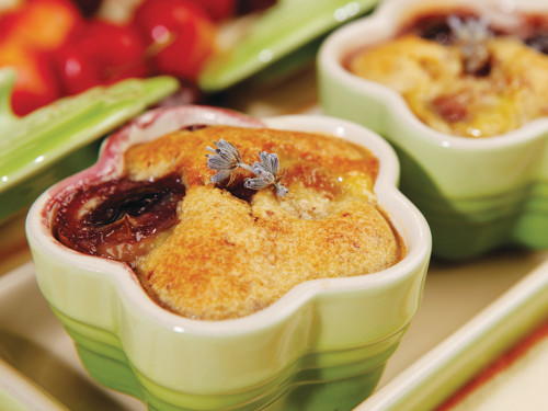 Cherry Clafoutis with Lavender Blossoms Cherry Clafoutis with Lavender Blossoms