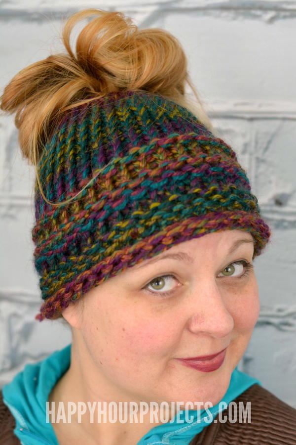 Loom Knit Messy Bun Hat Loom Knit Messy Bun Hat