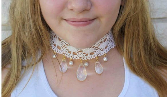Pearls, Crystals and Lace Choker Pearls, Crystals and Lace Choker