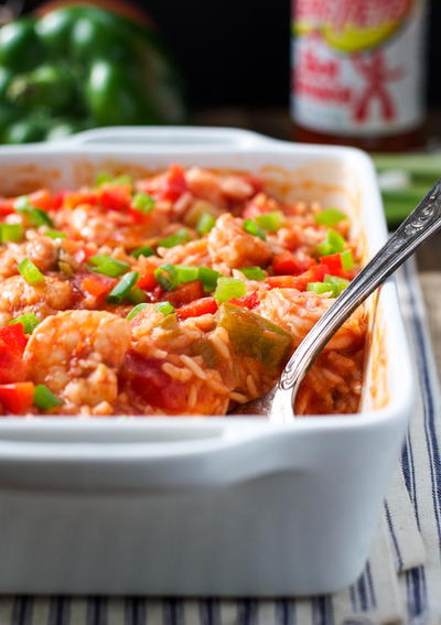 Dump-and-Bake Shrimp Étouffée with Rice Dump-and-Bake Shrimp Étouffée with Rice