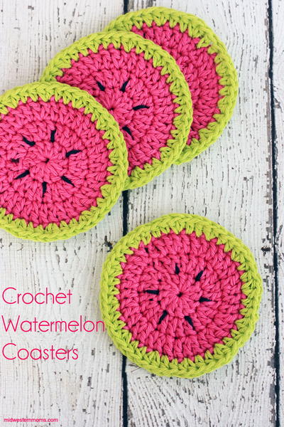 Watermelon Crochet Coasters Watermelon Crochet Coasters