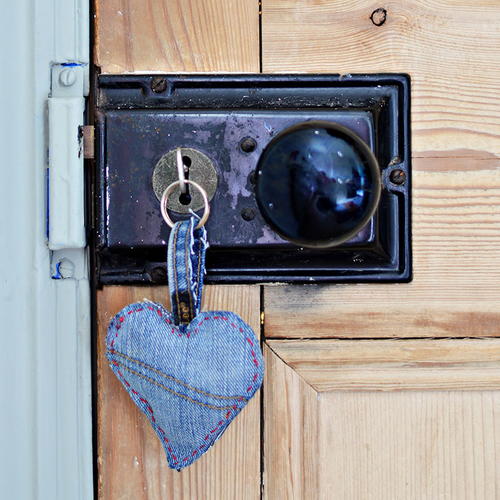 Padded Denim Hearts for Decoration or Keyring Padded Denim Hearts for Decoration or Keyring