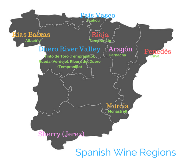 Spanish Wine Regions map Spanish Wine Regions map