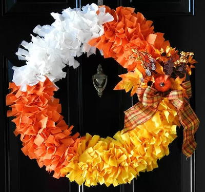 Candy Corn Fabric Wreath Candy Corn Fabric Wreath