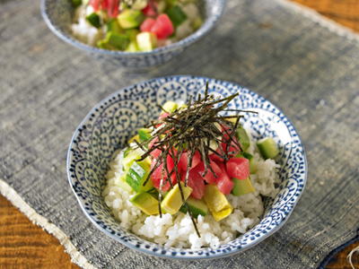 Fresh Tuna Rice Bowl with Cucumber Avocado and Spicy Mayonnaise Fresh Tuna Rice Bowl with Cucumber Avocado and Spicy Mayonnaise