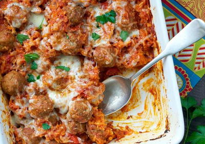 Dump and Bake Italian Meatball and Rice Casserole Dump and Bake Italian Meatball and Rice Casserole