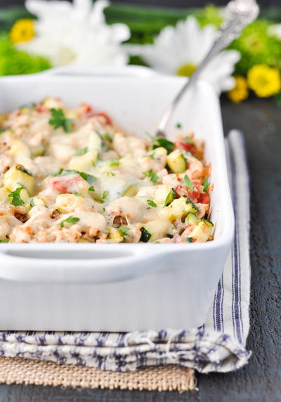 Cheesy Turkey Tomato and Zucchini Casserole Cheesy Turkey, Tomato and Zucchini Casserole
