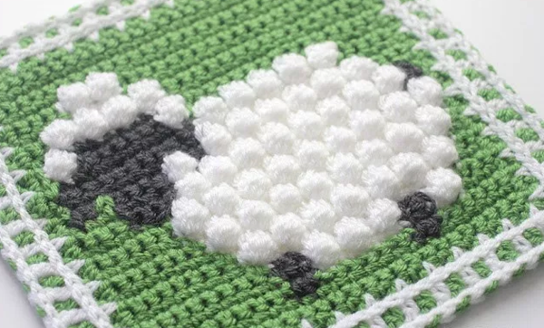 Bobble Stitch Sheep Granny Square Bobble Stitch Sheep Granny Square