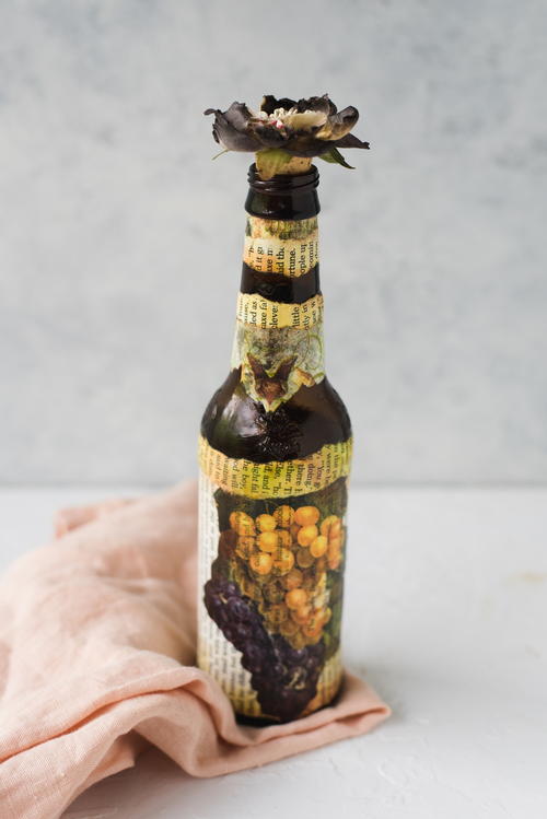 Beer Bottle Napkin Decoupage Technique Beer Bottle Napkin Decoupage Technique