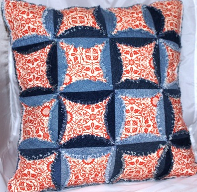 Denim Cathedral Window Pillow Denim Cathedral Window Pillow