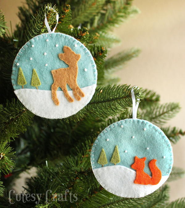 Deer and Fox Felt Christmas Ornaments Deer and Fox Felt Christmas Ornaments