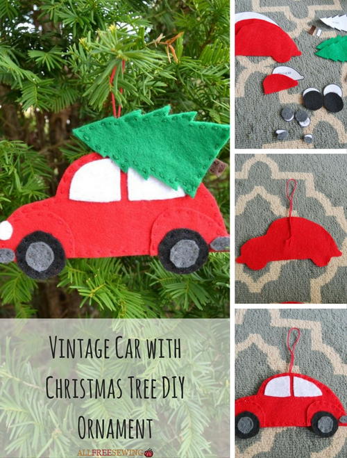 Vintage Car with Christmas Tree DIY Ornament Vintage Car with Christmas Tree DIY Ornament