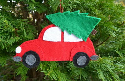 Vintage Car with Christmas Tree DIY Ornament Vintage Car with Christmas Tree DIY Ornament
