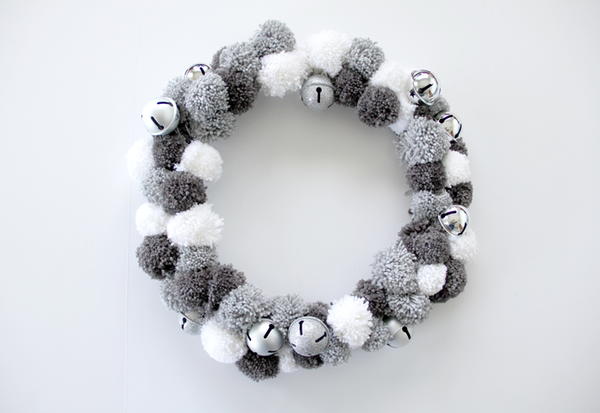 Silver Bells Yarn Pom Pom Wreath Silver Bells Yarn Pom Pom Wreath