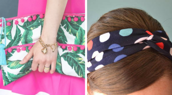 From left to right: Upcycled Palm Leaf DIY Clutch, 2. Easy Knotted Headband Hip Sewing Patterns