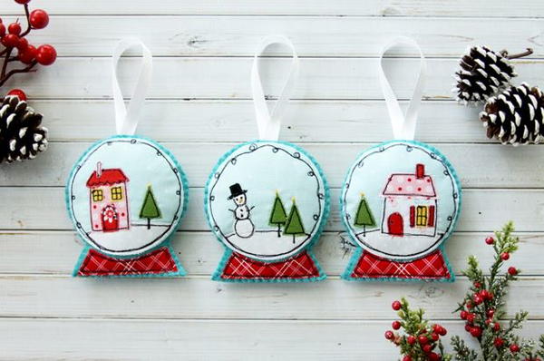 Felt and Fabric Snow Globe DIY Ornament Felt and Fabric Snow Globe DIY Ornament