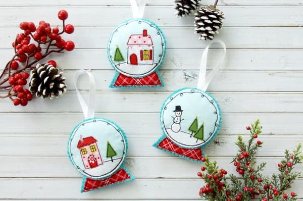 Felt and Fabric Snow Globe DIY Ornament Felt and Fabric Snow Globe DIY Ornament
