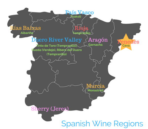 Map of Spanish wine regions Map of Spanish wine regions