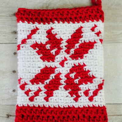 Crochet Fair Isle Snowflake Christmas Stocking Crochet Fair Isle Snowflake Christmas Stocking